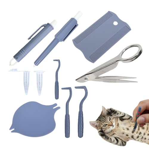 Yhsioaklo Zeckenentferner Set für Hunde & Katzen | 10-teiliges Floh- und Zeckenhaken Werkzeug aus Metall & Kunststoff, ergonomisch, für Haustiere wie Hunde, Katzen, & Yhsioaklo Zeckenentferner Set für Hunde & Katzen | 10-teiliges Floh- und Zeckenhaken Werkzeug aus Metall & Kunststoff, ergonomisch, für Haustiere wie Hunde, Katzen, & von Yhsioaklo