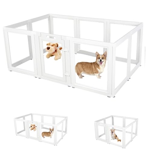 Laufstall für Hunde, transparent, aus Acryl-Kunststoff, für Welpen, Katzen, Kaninchen, Frettchen, transparent, einfache Montage, für kleine Hunde (60 cm Höhe, 10 Stück) von YiHESZ