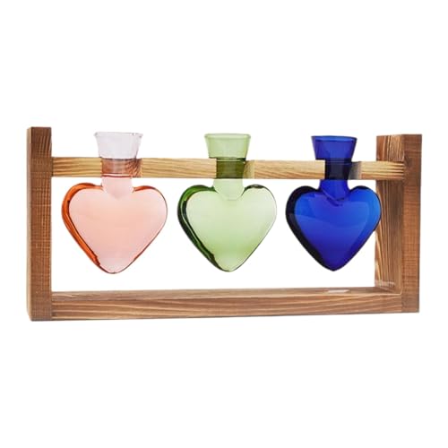Yianyal Anzuchtpflanzenhalter, Glasvase, herzförmige Anzuchtstation, Gartenbedarf, Tisch-Pflanzgefäß mit Holzständer, Blumenvase, Gartendekor-Terrarium Yianyal Anzuchtpflanzenhalter, Glasvase, herzförmige Anzuchtstation, Gartenbedarf, Tisch-Pflanzgefäß mit Holzständer, Blumenvase, Gartendekor-Terrarium von Yianyal