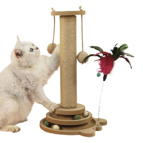 Yianyal Katzenkratzbaum | 4-in-1 Katzenkratzpfahl | Interaktive Vertikale Aktivitätsstation Mit 2 Sisal Bällen Und Kugelbahn Multifunktionale Katzenspielzeuge Zum Möbelschutz Yianyal Katzenkratzbaum | 4-in-1 Katzenkratzpfahl | Interaktive Vertikale Aktivitätsstation Mit 2 Sisal Bällen Und Kugelbahn Multifunktionale Katzenspielzeuge Zum Möbelschutz von Yianyal
