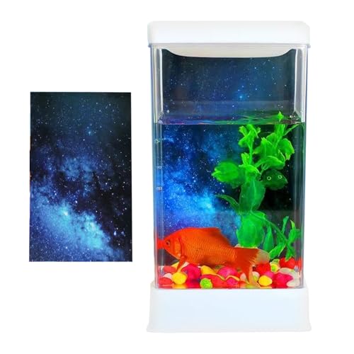 Yianyal Kleines Betta Fisch Aquarium - Desktop Aquarium Starter-Set Mit Filter & Beleuchtung - Tischlandschaft Deko Für Wohnzimmer, Büro Und Wohnung Mit Modernem Design von Yianyal
