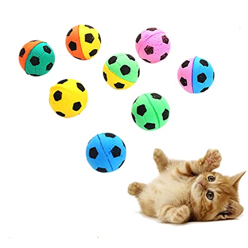 Yicare 8 bunte Fußballform, interaktives Kratzen, sichere EVA-weiche Bälle für Katzen, Kätzchen, Spielzeug, lustiges Katzenspielzeug, Katzenzubehör, geräuscharm von Yicare