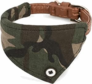 Yicare Camouflage Hundehalsband mit Bandana Tuch, klassisches Halsband für kleine und mittelgroße Hunde HB007 (M) von Yicare