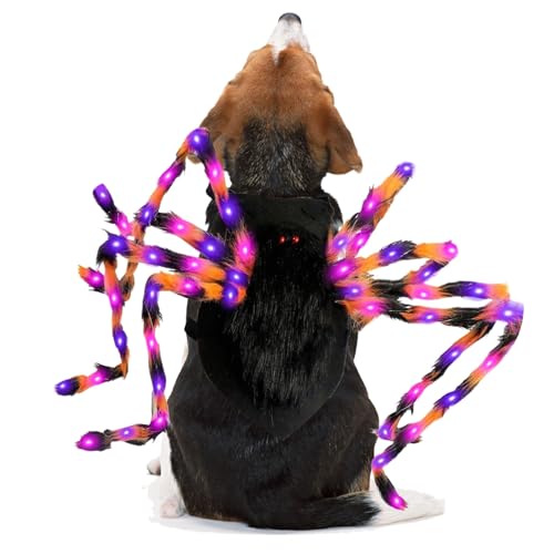Spinnenkostüm Für Hunde, Verstellbare Halloween Kostüme Für Hunde Und Beleuchtete, Lustige Festliche Cosplay Requisiten Für Welpen Party,Foto,Haustier Feier von Yidueace