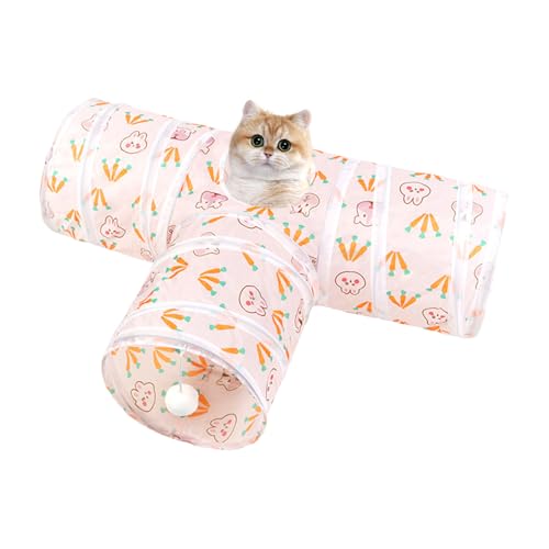 Yidueace Katzen Tunnel Röhre - Interaktiver 3-Wege Zusammenfaltbarer Kätzchen Spieltunnel,Katzen Versteck Loch Spielzeug, Haustier Zubehör für Kleine Hunde Kaninchen Innen Außen Garten Bereich von Yidueace