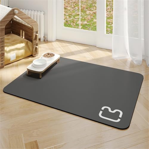 Haustier-Fütterungsmatte, Haustier-Futter-Matte Für Böden, Katze-Hund-Fütterungsmatte Dient Als Wasser-absorbierende Schüssel-Matte Für Nahrung-Wasser-Grey||50x70cm von Yifaose