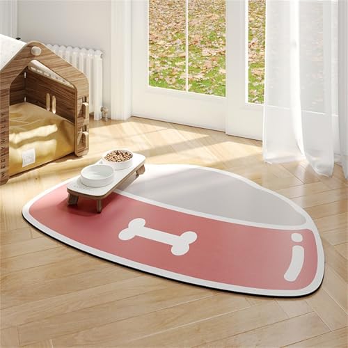 Haustier Fütterungsmatte, Schnelltrocknende Hundematte Für Futter Und Wasserschale, Haustier Tischset Für Unordentliche Trinker, rutschfeste Wasserspendermatte Für Katze-Pink||50x80cm von Yifaose