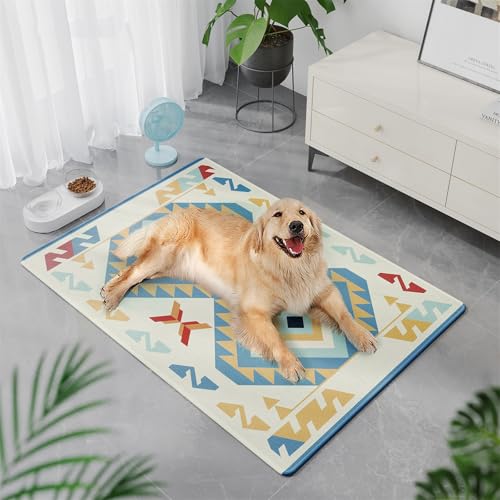 Yifaose Haustier-Kühlmatte - Ice Silk Kühlmatte Für Hunde & Katzen Tragbare & Waschbare Haustierdecke, Autositze, Betten Für Den Sommer-Blue Suit||85x120cm von Yifaose