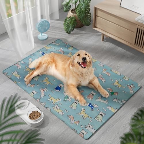 Yifaose Hund Kühlmatte, Haustier Selbstkühlende Matte Pad Bett Für Hunde Katzen Leicht Waschbar Sommer Cool Down Komfortable Matte Für Haustier-Blue||85x120cm von Yifaose