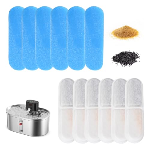 6 Stück Wasserfilter Kartuschen+6 Stück Wasserpumpenschwämme für Katzenbrunnen, Filter für Haustier Wasserspender (Blau + Weiß) 6 Stück Wasserfilter Kartuschen+6 Stück Wasserpumpenschwämme für Katzenbrunnen, Filter für Haustier Wasserspender (Blau + Weiß) von Yigowyigo