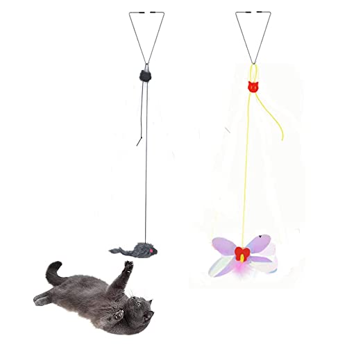 Yih Vane 2Pcs lustige Katzenfeder Spielzeug Katzen Teaser Tür hängen Kitty Stick für Katzen von Yih Vane
