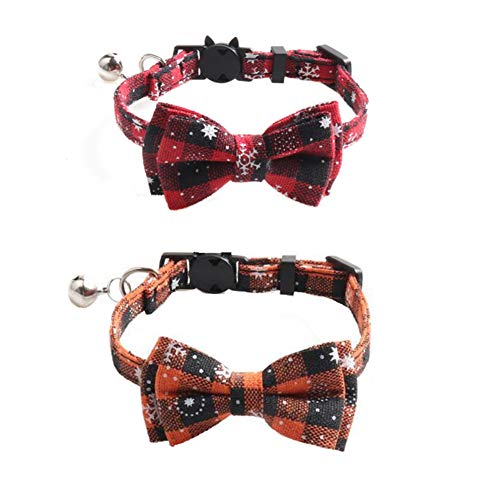 Yih Vane 2pcs Weihnachten Katzenhalsbänder mit Glocke und Fliege für Katze - Red & Orange von Yih Vane