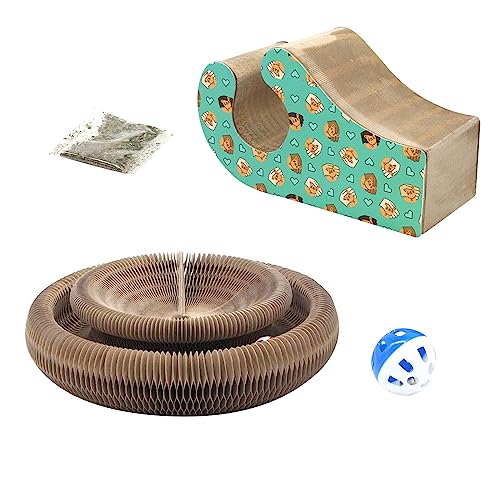 Yiiannda Magic Organ Cat Scratching Board, 2 Pack, Cat Accordeon Toy, Cat Scratching Ball Track, Fitness Exercise Funny Intelligence Educational Toy Large von Yiiannda