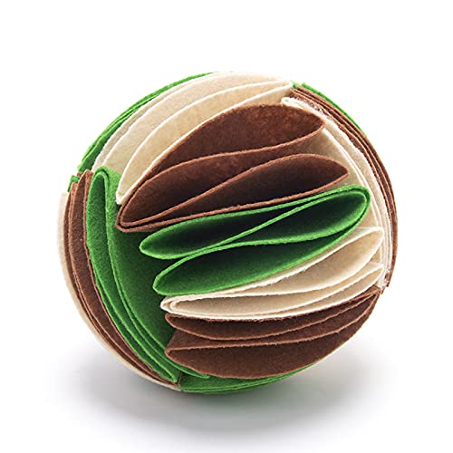 Yiifunglong Katze Finden Lebensmittel Ball Filz Tuch,Leckerli-Ball Abnutzungsresistentes, auslaufendes Futter Filzstoff Interaktives Futterpuzzle für Welpen - Beige Braun Grün 15cm von Yiifunglong