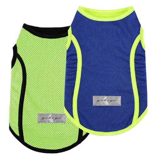 2er-Pack Hemden für Hunde, schnell trocknend, für Jungen und Mädchen, Sommer, Welpen-T-Shirt mit reflektierenden Streifen, Sonnenschutz, ärmellos, kühle Kleidung, atmungsaktiv, Katzen-Tanktop 2er-Pack Hemden für Hunde, schnell trocknend, für Jungen und Mädchen, Sommer, Welpen-T-Shirt mit reflektierenden Streifen, Sonnenschutz, ärmellos, kühle Kleidung, atmungsaktiv, Katzen-Tanktop von Yikeyo