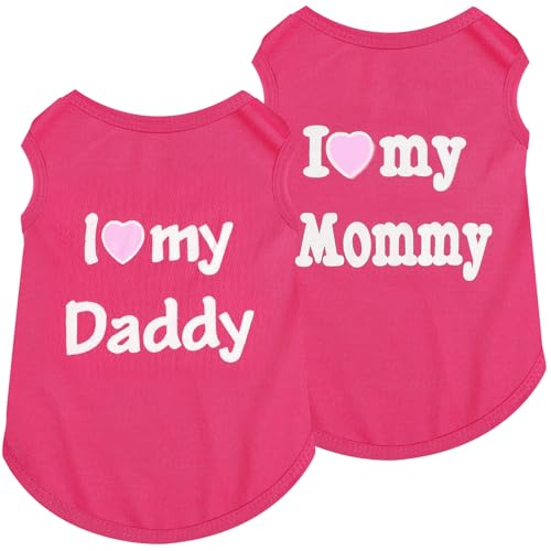 2er-Pack Hunde-T-Shirts, ärmellose Weste für kleine Hunde, Aufschrift "Love Mommy Daddy", Chihuahua, Yorkie, Tank-Top, für Jungen, Mädchen, atmungsaktiv, Sommer, niedlich, männlich, dehnbar, Baumwolle von Yikeyo