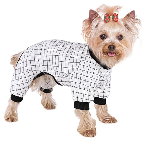 Hunde-Pyjama, Größe XS, Baumwolle, dehnbar, Einteiler, Jammies, Welpen-Outfits für kleine Hunde, weiblich, Frühling, Sommer, Hunde-Pyjama für XS, Schwarz, XS von Yikeyo
