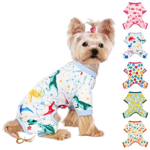 Hunde-Pyjama, extra klein, für Jungen und Mädchen, Baumwolle, dehnbar, Haustier-Jammies, Welpen-Outfits für Hündinnen, männlich, Frühling, Sommer, Hunde-Pyjama, Hundekleidung (Blau UFO, XS) von Yikeyo