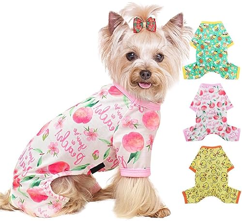 Hunde-Pyjama, große Größe, Baumwolle, dehnbar, Einteiler, Jammies, Welpen-Outfits für große Hunde, weiblich, Frühling, Sommer, Hunde-Pyjama für große Hunde (Pfirsichrosa, L) von Yikeyo