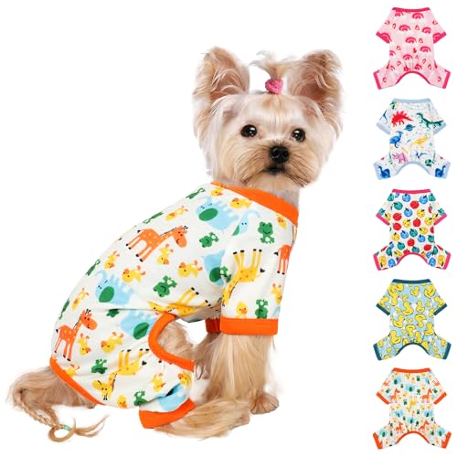 Hunde-Pyjama, kleine Größe, für Jungen und Mädchen, Baumwolle, dehnbar, Haustier-Jammies, Welpen-Outfits für Hunde, weiblich, männlich, Frühling, Sommer, Hunde-Pyjama, Hundekleidung (Orange Hirsch, S) von Yikeyo