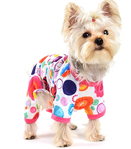Hunde-Pyjama Kleidung für kleine Hunde, Mädchen, Chihuahua, Yorkie, rosa Hund, Jammies, kleiner Hund, Einteiler für Sommer, Frühling, Hunde, Pyjama, Haustier-Overall, Katzenbekleidung, Outfit, XS von Yikeyo