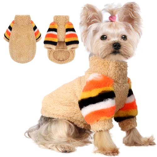 Hundepullover, Winterpullover, Hundepullover mit Regenbogenärmeln (Khaki, Größe S) von Yikeyo