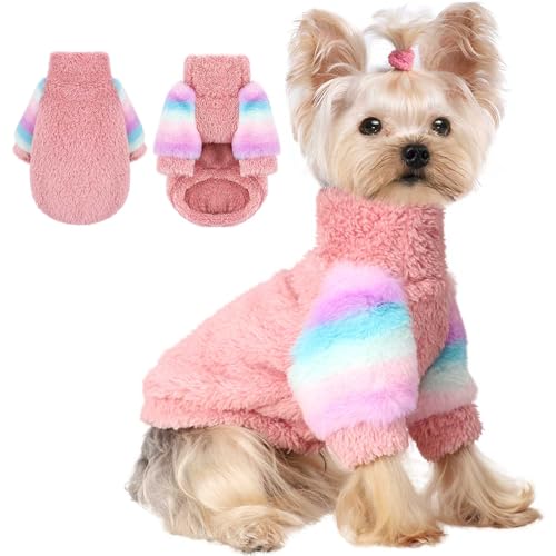 Hundepullover für Hunde, Winterpullover, Hundepullover mit Regenbogenärmeln (Rosa, Größe XXS Hundepullover für Hunde, Winterpullover, Hundepullover mit Regenbogenärmeln (Rosa, Größe XXS von Yikeyo