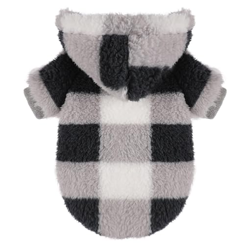 Hundepullover für kleine Hunde, Winterkleidung, für Jungen, Mädchen, männlich und weiblich, warm, XXS, Fleece-Hoodies, Haustiermantel, Bekleidung, Outfit (Größe M, Schwarz) von Yikeyo
