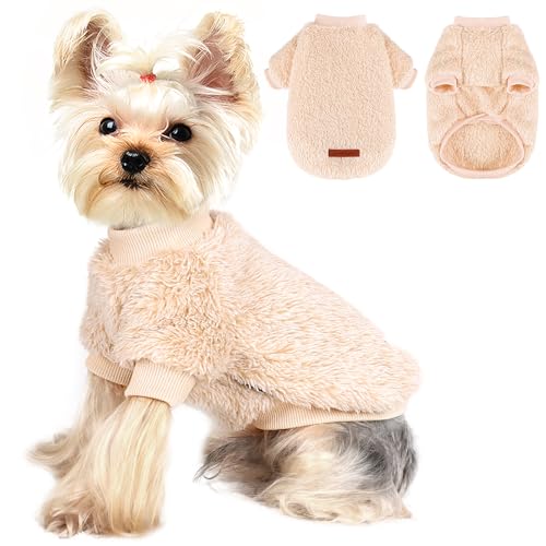 Hundepullover für kleine Hunde und Mädchen, violette Fleece-Kleidung, Winter, weich, dick, warm, für Welpen, Jungen, Teetasse, Yorkie, Chihuahua, Größe M, Khaki Hundepullover für kleine Hunde und Mädchen, violette Fleece-Kleidung, Winter, weich, dick, warm, für Welpen, Jungen, Teetasse, Yorkie, Chihuahua, Größe M, Khaki von Yikeyo