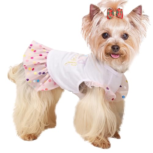 Yikeyo Hundekleidung für Mädchen, Hundekleid, kleine Hunde, Welpenkleider, Haustierkleid, Hemd, weiblich, Yorkie, Chihuahua, Katze, Pailletten-Tüllkleid, Geburtstagsparty, Spitzenkostüm, Tutu, Rock, von Yikeyo