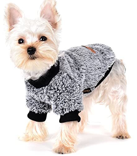YIikeyo Haustier Hund Kleidung Hund Pullover Weich Verdickung Warm Welpen Hunde Shirt Winter Welpen Pullover für Hunde (Klein, Schwarz) von Yikeyo