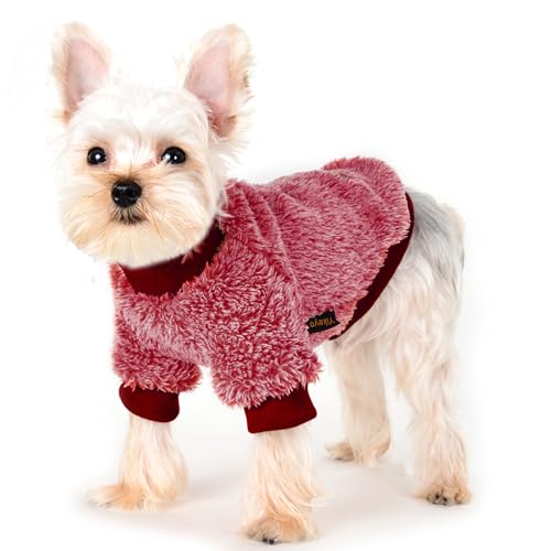 YIikeyo Winter Hundekleidung für kleine Hunde Junge Mädchen Yorkie Chihuahua Warm Flanell Pullover Niedlich Lustige Haustier Welpen Kleidung Katze Hund Mantel XS S M L (Large, Pink) von Yikeyo