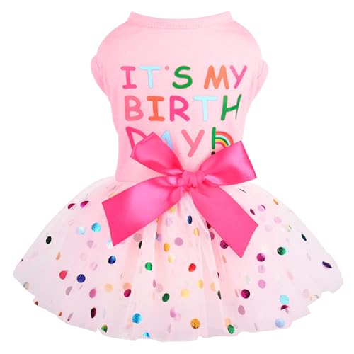 Happy Birthday Süßer rosa Rock für kleine Hündinnen, Frühling/Sommer Kleid von Yikeyo