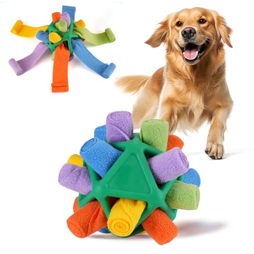 Yikko Interaktiver Schnüffelball Hunde, fördert die natürlichen Futtersuchfähigkeiten, verbessertes Gummi gegen Reißen, langsameres Futter-Trainings-Puzzlespielzeug (Grüner Regenbogen) von Yikko