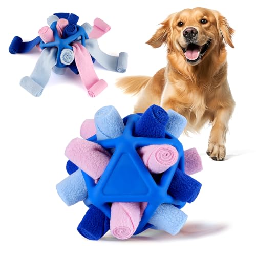Yikko Interaktiver Schnüffelball Hunde, fördert die natürlichen Futtersuchfähigkeiten, verbessertes Gummi gegen Reißen, langsameres Futter-Trainings-Puzzlespielzeug (Hellblau) von Yikko
