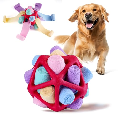 Yikko Interaktiver Schnüffelball Hunde, fördert die natürlichen Futtersuchfähigkeiten, verbessertes Gummi gegen Reißen, langsameres Futter-Trainings-Puzzlespielzeug (Leichtes Macaron) von Yikko