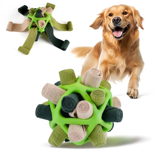 Yikko Interaktiver Schnüffelball Hunde, fördert die natürlichen Futtersuchfähigkeiten, verbessertes Gummi gegen Reißen, langsameres Futter-Trainings-Puzzlespielzeug (Sanftes Grün) von Yikko