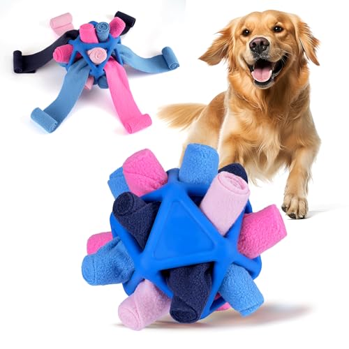 Yikko Interaktiver Schnüffelball Hunde, fördert die natürlichen Futtersuchfähigkeiten, verbessertes Gummi gegen Reißen, langsameres Futter-Trainings-Puzzlespielzeug (Tiefes Blau) von Yikko