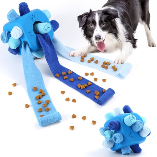 Yikko Interaktiver Schnüffelball für Hunde, Hunde Kau-Anreicherungsspielzeug, Leckerli Hundepuzzle Slow Feeder Stimulationsspielzeug für kleine, mittelgroße und große Hunde (Winterblau) von Yikko