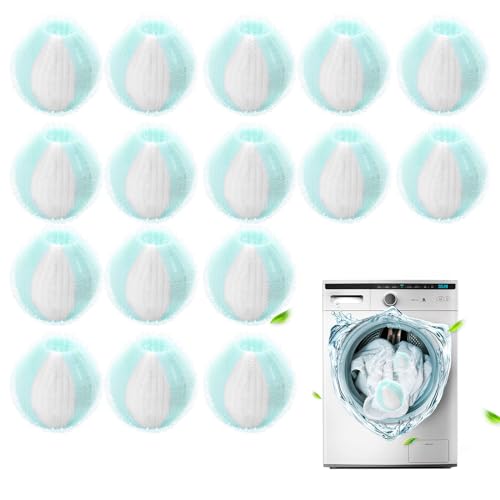 YiliYa 16 Stücke Tierhaarentferner Waschmaschine,Fusselball Waschmaschine Hundehaarentferner für die Waschmaschine Wiederverwendbar Fusselbälle Haarentferner (Blau/Weiß) von YiliYa