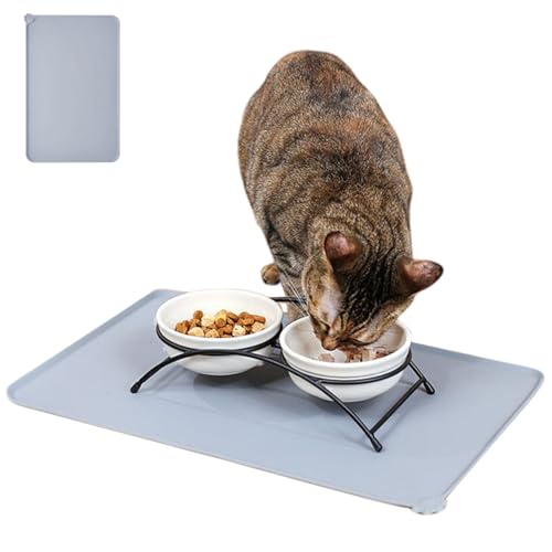 Yililay 19x12 Zoll Nicht-Schlupf-Silikon-Haustier-Fütterungsmatte, große Katzen- und Hundefuttermatte, sichere und ungiftige Haustierversorgung von Yililay