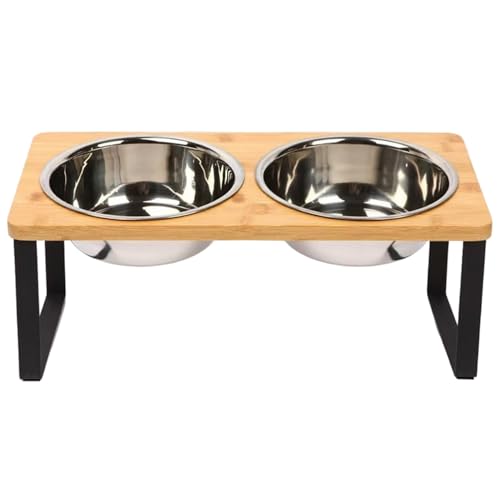 1Set Eile Cat Food and Water Bowl, 15 ° Neigte Ständer mit 250 ml Edelstahl -Fütterungsstation für Innenkatzen erhöht von Yililay