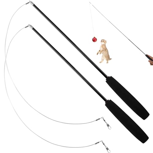 2pcs Katzenstab Spielzeug, Katzenspielzeug für Innenkatzen, einziehbares interaktives Katzenfischerei -Fischereispielzeug mit Federn und Glocken, Katzenstabspielzeug für Innenkatzen zum Verfolgen und 2pcs Katzenstab Spielzeug, Katzenspielzeug für Innenkatzen, einziehbares interaktives Katzenfischerei -Fischereispielzeug mit Federn und Glocken, Katzenstabspielzeug für Innenkatzen zum Verfolgen und von Yililay