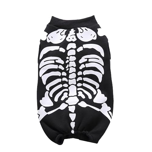 Halloween Party Skeleton Haustierhund Katze Jumpsuit Cosplay Kostüm Dress Up Kätzchen Welpenbekleidung (schwarz, s) von Yililay