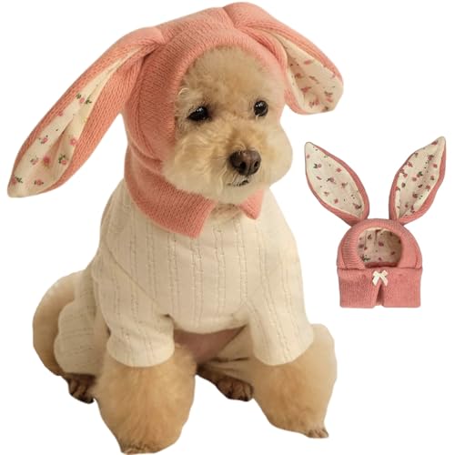 Yililay Hund Winterhut mit Kaninchenohren, weicher Warmer Polyester Hundehut für kleine Hunde, Winterfoto Requisiten von Yililay