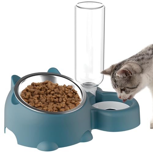 Katzenfutter und Wasserschale 16 ° gekipptes Edelstahl mit 500 ml Wasserspender für Kätzchen Welpen Katzenfutter und Wasserschale 16 ° gekipptes Edelstahl mit 500 ml Wasserspender für Kätzchen Welpen von Yililay