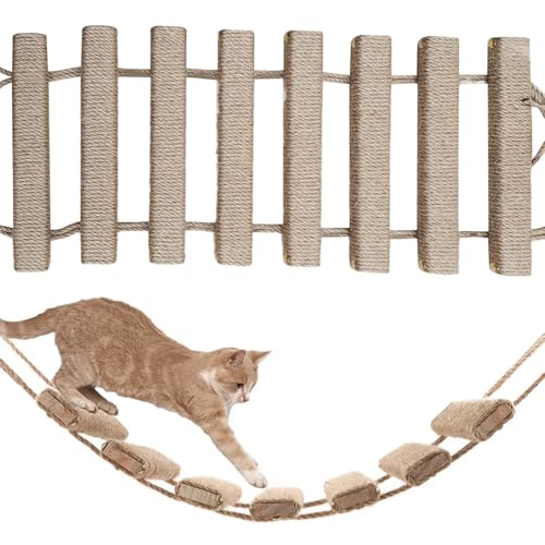 Yililay Katzenkletterrahmen, Katzenleiter 20 x 10 Zoll hängende hölzerne Katzenbrücke mit Leinenseil Kratzfeste Katzenleiter für Innenkatzen, Katzenversorgung Yililay Katzenkletterrahmen, Katzenleiter 20 x 10 Zoll hängende hölzerne Katzenbrücke mit Leinenseil Kratzfeste Katzenleiter für Innenkatzen, Katzenversorgung von Yililay