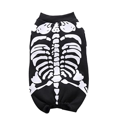 Skeleton Haustierhund Katze Jumpsuit Cosplay Kostüm Black S Halloween Party Dress Up Kätzchen Welpe von Yililay