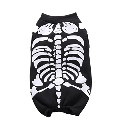 Skeleton Haustierhund Katze Jumpsuit Cosplay Kostüm Schwarz M Halloween Party Dress Up Kätzchen Welpe von Yililay