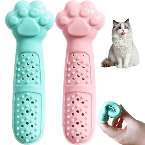 Yililay 2pcs Katzen -Dentalkauen, Gummi -Kauspielzeug mit Food Grade mit Katzenipip, Kätzchen für Zahnpflege Langeweile Reliever von Yililay